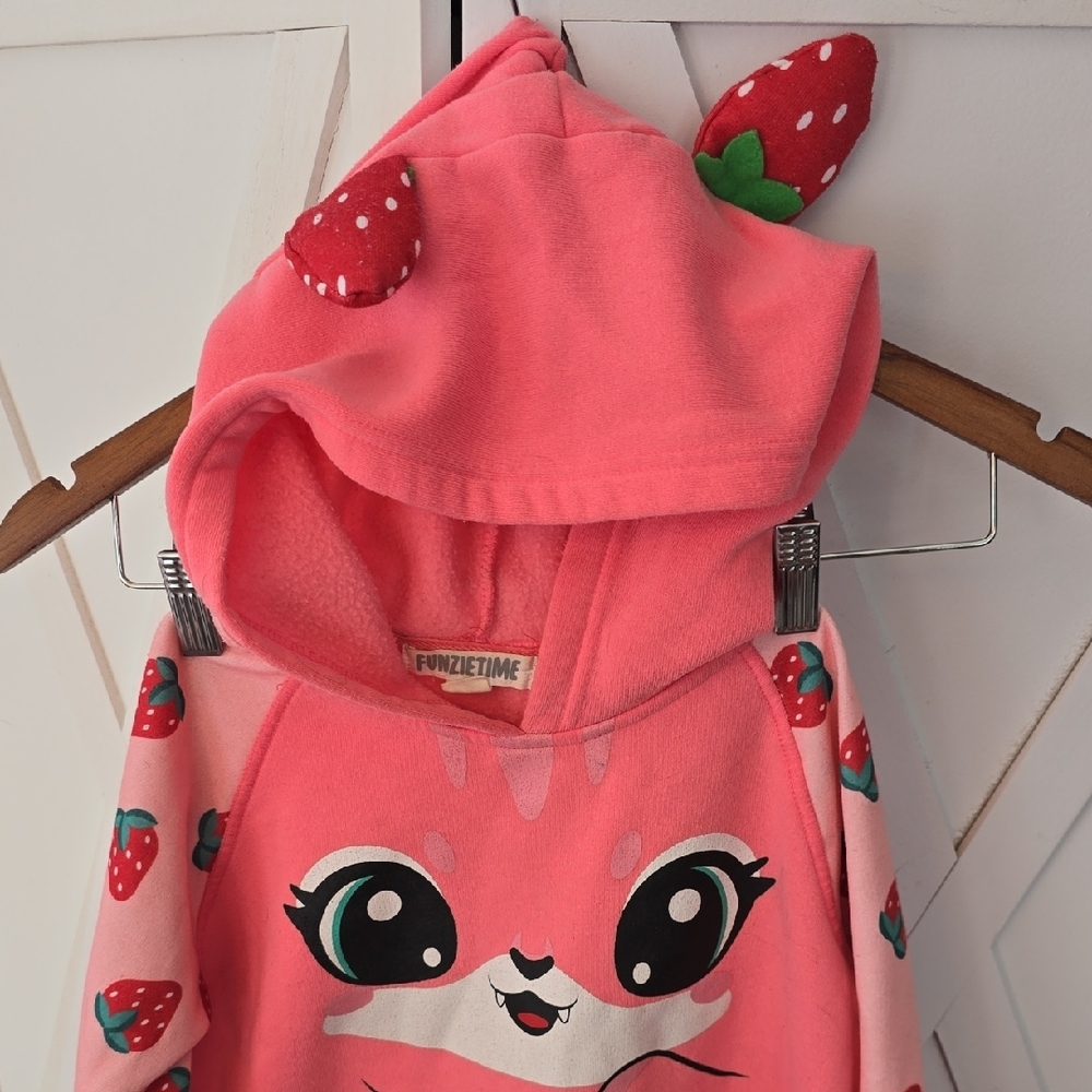 Cute Animal Hoodie With Strawberry Ears, Kids Hoodie with Strawberry Design